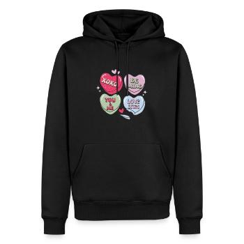 Bonbonherzen Retro Valentinstag - Männer Premium Bio Hoodie - Schwarz - Vorne - Nico (187cm)