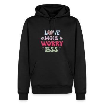 Aimer plus de soucis moins de valentins rétro - Sweat à capuche Premium bio Homme - noir - Devant - Nico (187cm)