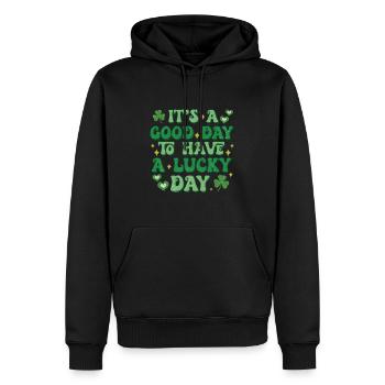C’est une bonne journée pour avoir un jour de chance - Sweat à capuche Premium bio Homme - noir - Devant - Nico (187cm)