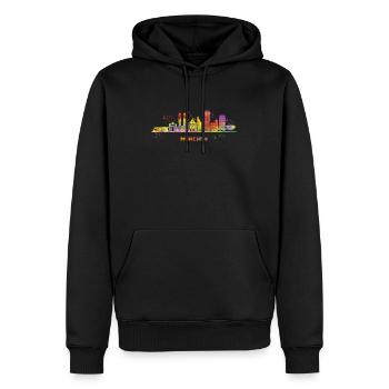 Münchener Skyline Bunt Stadtbild München - Männer Premium Bio Hoodie - Schwarz - Vorne - Nico (187cm)