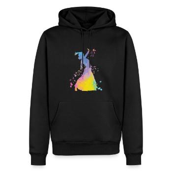 Femme flamenco avec robe flamenco - Sweat à capuche Premium bio Homme - noir - Devant - Nico (187cm)