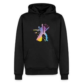 Danseur d’aquarelle de couple de danse latine - Sweat à capuche Premium bio Homme - noir - Devant - Nico (187cm)