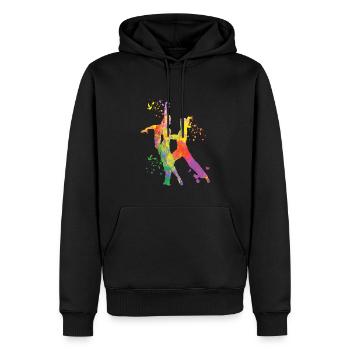 Danseur d’aquarelle de couple de danse latine - Sweat à capuche Premium bio Homme - noir - Devant - Nico (187cm)