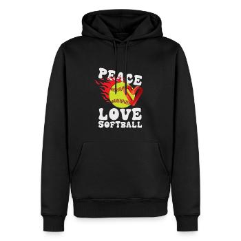 Filles Peace Love Softball - Sweat à capuche Premium bio Homme - noir - Devant - Nico (187cm)