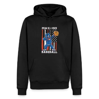 Les filles de la paix aiment le baseball - Sweat à capuche Premium bio Homme - noir - Devant - Nico (187cm)