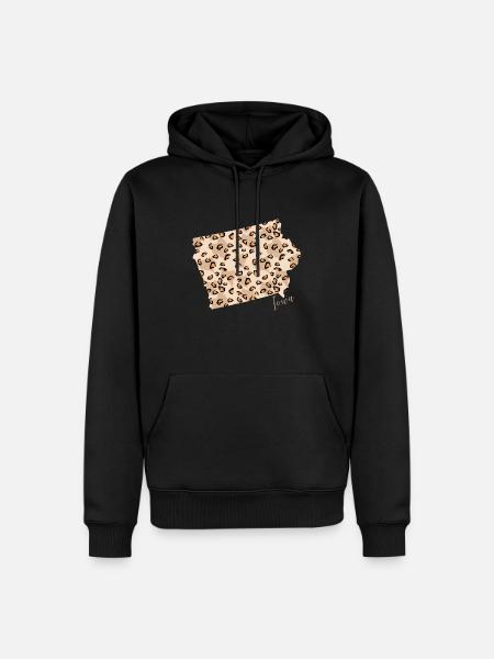 Leopard mønster kort Leo staten Iowa - Herre Premium økologisk hoodie - sort