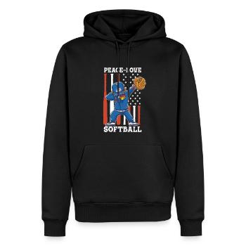 Les filles de la paix aiment le softball - Sweat à capuche Premium bio Homme - noir - Devant - Nico (187cm)