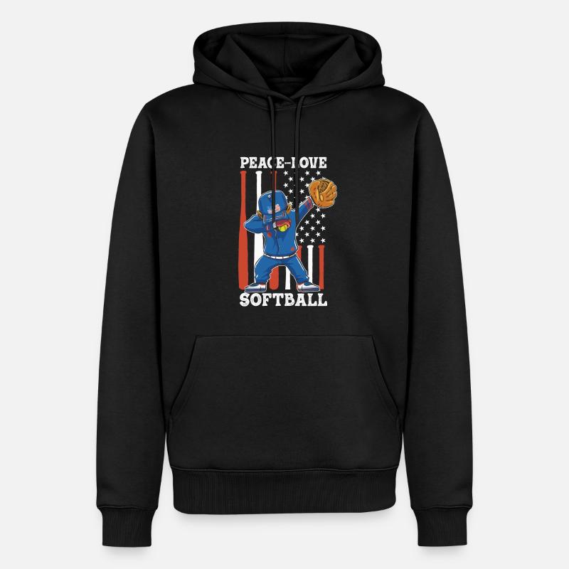 Mädchen Frieden Liebe Softball - Männer Premium Bio Hoodie - Schwarz