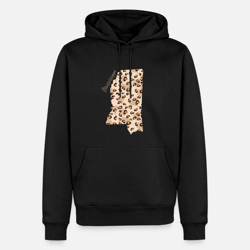 Mississippi Leopard Pattern Map Leo - Sweat à capuche Premium bio Homme - noir
