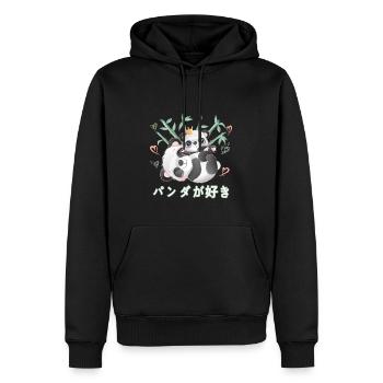 Ich Liebe Pandas Liebe Mama Panda Bär - Männer Premium Bio Hoodie - Schwarz - Vorne - Nico (187cm)