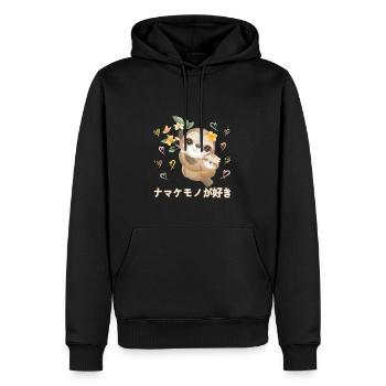 J’aime les paresseux aiment maman paresseux - Sweat à capuche Premium bio Homme - noir - Devant - Nico (187cm)