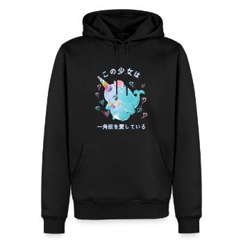 Narval Love Mama Narval - Sweat à capuche Premium bio Homme - noir - Devant - Nico (187cm)