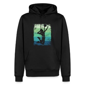 Volleyball Joueur Retro Beach Volleyball - Sweat à capuche Premium bio Homme - noir - Devant - Nico (187cm)