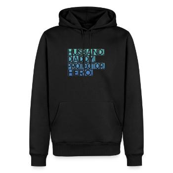 Mari Papa Protecteur Héros Fête des pères - Sweat à capuche Premium bio Homme - noir - Devant - Nico (187cm)