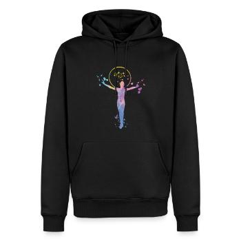 Gymnaste avec des clubs Gymnastique rythmique - Sweat à capuche Premium bio Homme - noir - Devant - Nico (187cm)