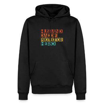 Mari Papa Protecteur Héros Fête des pères - Sweat à capuche Premium bio Homme - noir - Devant - Nico (187cm)