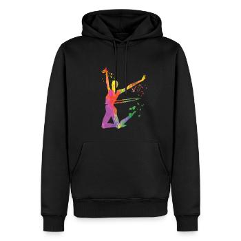 Gymnaste avec des clubs Gymnastique rythmique - Sweat à capuche Premium bio Homme - noir - Devant - Nico (187cm)