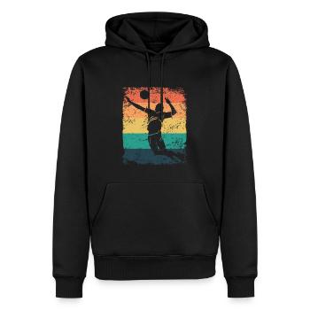 Volleyball Joueur Retro Beach Volleyball - Sweat à capuche Premium bio Homme - noir - Devant - Nico (187cm)