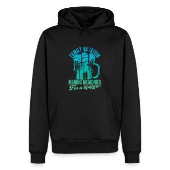 Vacances d’été en famille Créer des souvenirs - Sweat à capuche Premium bio Homme - noir - Devant - Nico (187cm)