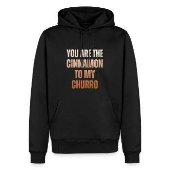 Tu es la cannelle de mon churro - Sweat à capuche Premium bio Homme - noir - Devant - Nico (187cm)