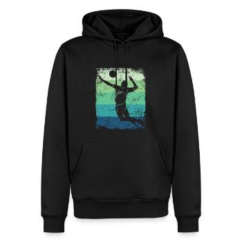 Volleyball Joueur Retro Beach Volleyball - Sweat à capuche Premium bio Homme - noir - Devant - Nico (187cm)