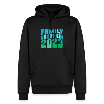 Vacances d’été en famille 2023 - Sweat à capuche Premium bio Homme - noir - Devant - Nico (187cm)
