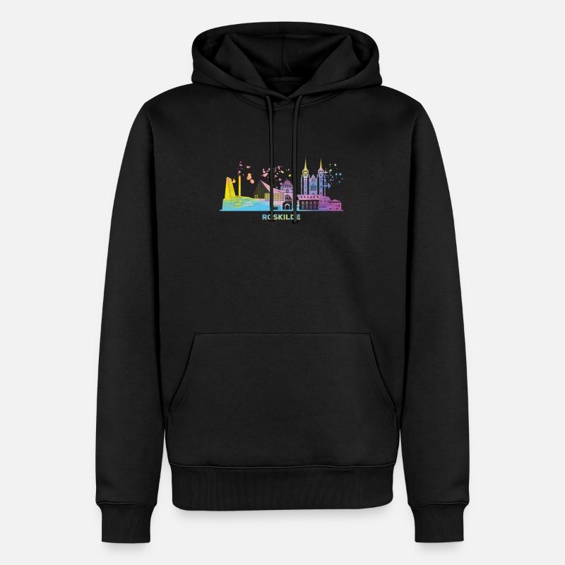 Roskilde Skyline Roskilde - Männer Premium Bio Hoodie - Schwarz