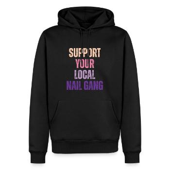 Unterstützen Sie Ihren Lokalen Nail Gang Nail Tech - Männer Premium Bio Hoodie - Schwarz - Vorne - Nico (187cm)