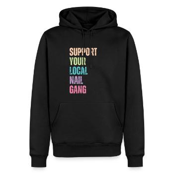 Unterstützen Sie Ihren Lokalen Nail Gang Nail Tech - Männer Premium Bio Hoodie - Schwarz - Vorne - Nico (187cm)