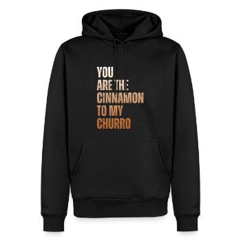 Tu es la cannelle de mon churro - Sweat à capuche Premium bio Homme - noir - Devant - Nico (187cm)