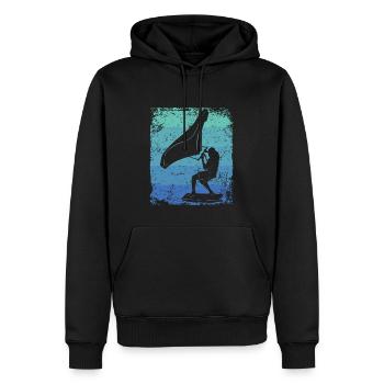 Wing Foil Wingsurfing Retro Foil Wings - Men’s Premium Organic Hoodie - black - Front - Nico (187cm)