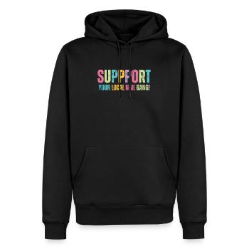 Unterstützen Sie Ihren Lokalen Nail Gang Nail Tech - Männer Premium Bio Hoodie - Schwarz - Vorne - Nico (187cm)
