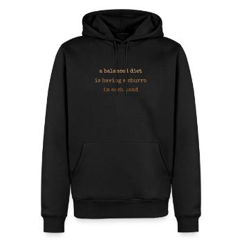 Une alimentation équilibrée est un churro - Sweat à capuche Premium bio Homme - noir - Devant - Nico (187cm)