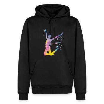 Gymnaste avec des clubs Gymnastique rythmique - Sweat à capuche Premium bio Homme - noir - Devant - Nico (187cm)