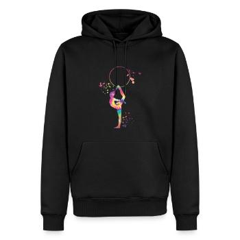 Gymnaste avec gymnastique rythmique au cerceau - Sweat à capuche Premium bio Homme - noir - Devant - Nico (187cm)