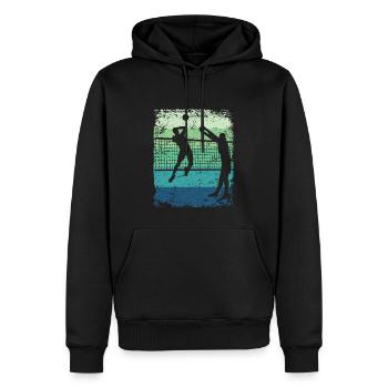 Volleyball Joueur Retro Beach Volleyball - Sweat à capuche Premium bio Homme - noir - Devant - Nico (187cm)