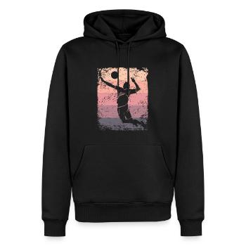 Volleyball Joueur Retro Beach Volleyball - Sweat à capuche Premium bio Homme - noir - Devant - Nico (187cm)