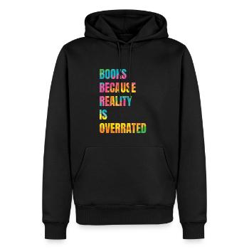 Books because reality is overrated - Men’s Premium Organic Hoodie - black - Front - Nico (187cm)