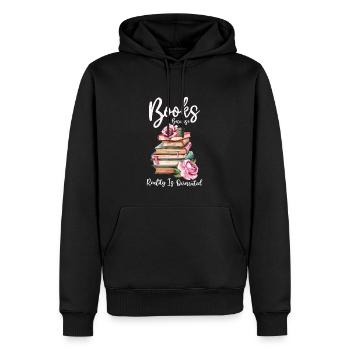 Books because reality is overrated - Men’s Premium Organic Hoodie - black - Front - Nico (187cm)