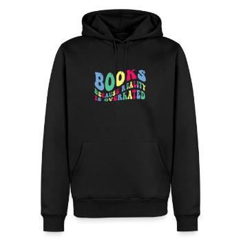 Books because reality is overrated - Men’s Premium Organic Hoodie - black - Front - Nico (187cm)
