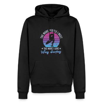 Plus je rencontre de gens, plus je surfe sur les ailes - Sweat à capuche Premium bio Homme - noir - Devant - Nico (187cm)