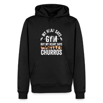 Ma tête dit gym drôle de churros mexicains - Sweat à capuche Premium bio Homme - noir - Devant - Nico (187cm)