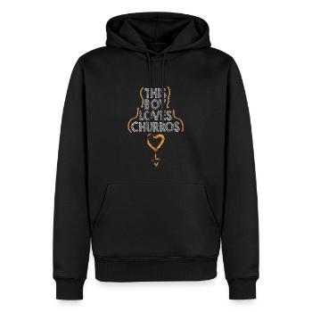 Ce garçon aime les churros Drôles de churros - Sweat à capuche Premium bio Homme - noir - Devant - Nico (187cm)
