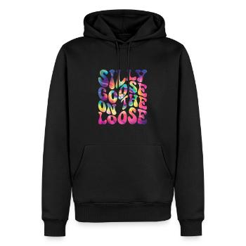 L’oie stupide en liberté - Sweat à capuche Premium bio Homme - noir - Devant - Nico (187cm)