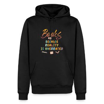 Books because reality is overrated - Men’s Premium Organic Hoodie - black - Front - Nico (187cm)