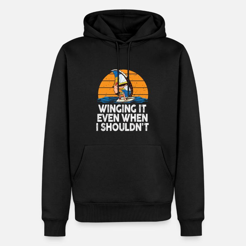 Winging It Wing Foil Wingsurf - Sweat à capuche Premium bio Homme - noir