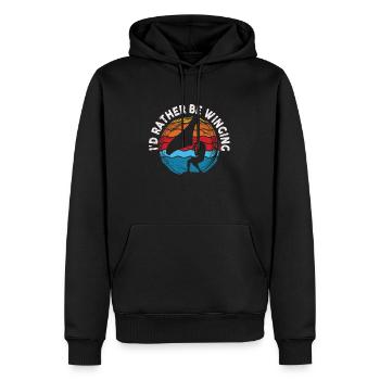 Je préfère être Wing Foil Wingsurf - Sweat à capuche Premium bio Homme - noir - Devant - Nico (187cm)