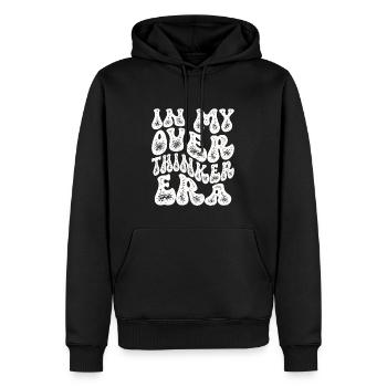 Dans mon ère Overthinker Overthink - Sweat à capuche Premium bio Homme - noir - Devant - Nico (187cm)