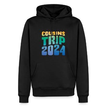 Voyage Cousins 2024 - Sweat à capuche Premium bio Homme - noir - Devant - Nico (187cm)