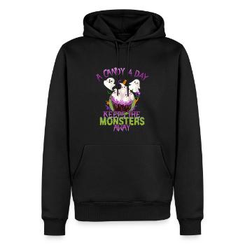Eine Süßigkeit Pro Tag Monster Lustiges Halloween - Männer Premium Bio Hoodie - Schwarz - Vorne - Nico (187cm)